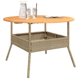 vidaXL Garden Table with Acacia Wood Top Ø110x71 cm Poly Rattan Black
