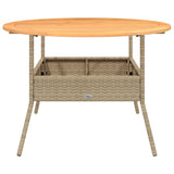 vidaXL Garden Table with Acacia Wood Top Ø110x71 cm Poly Rattan Black
