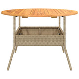 vidaXL Garden Table with Acacia Wood Top Ø110x71 cm Poly Rattan Black