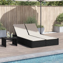 vidaXL Ligbed 2-persoons met kussens poly rattan zwart