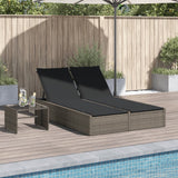 vidaXL Ligbed 2-persoons met kussens poly rattan zwart