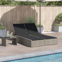 vidaXL Ligbed 2-persoons met kussens poly rattan zwart