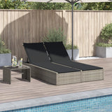 vidaXL Ligbed 2-persoons met kussens poly rattan zwart