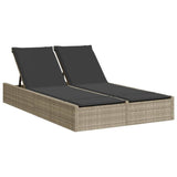 vidaXL Ligbed 2-persoons met kussens poly rattan zwart