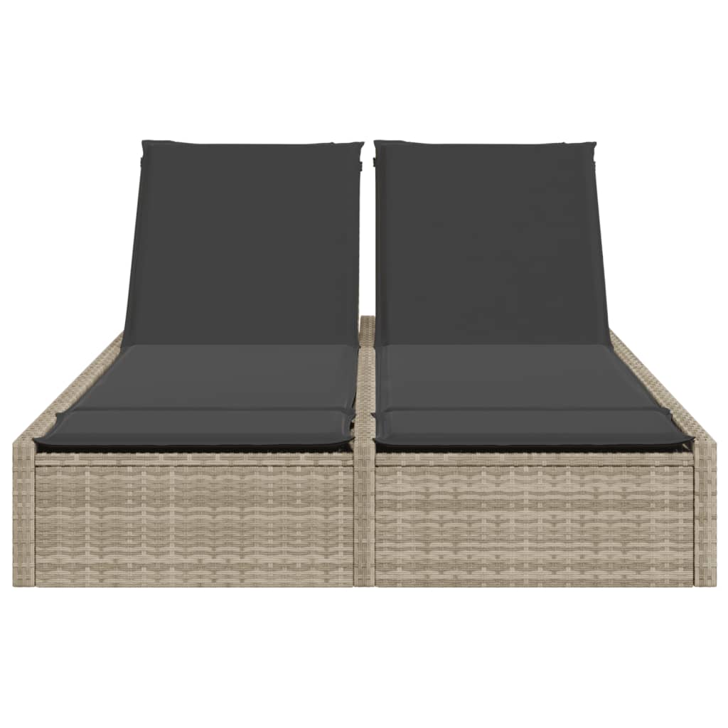 vidaXL Ligbed 2-persoons met kussens poly rattan zwart