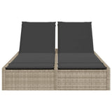 vidaXL Ligbed 2-persoons met kussens poly rattan zwart