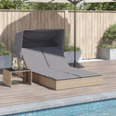 vidaXL Ligbed 2-persoons met luifel en kussens poly rattan zwart