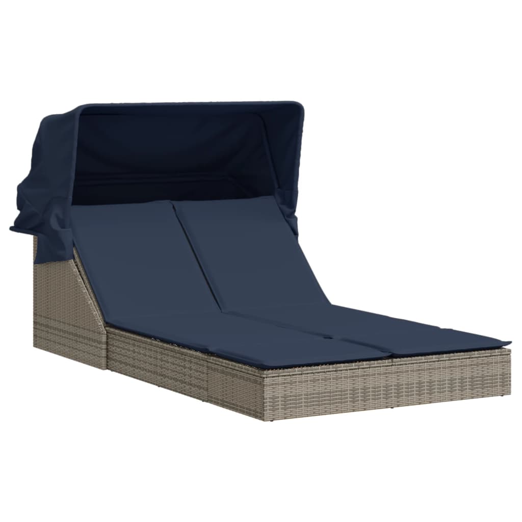 vidaXL Dubbele ligstoel met kussens, bruin polyrotan
