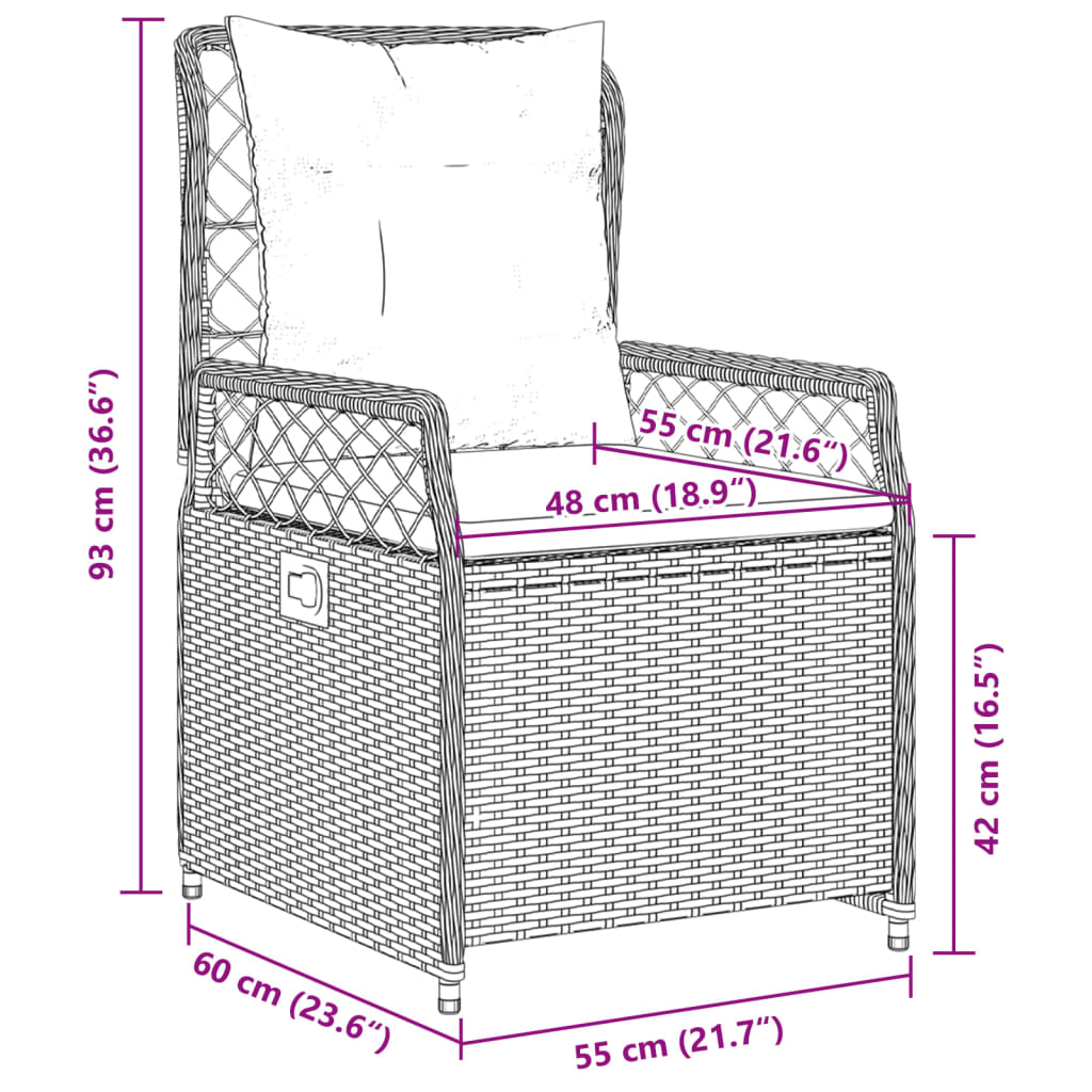vidaXL Tuinstoelen 2 st verstelbaar poly rattan zwart