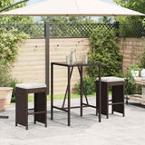 vidaXL Tuinbarkrukken 2 st met kussens poly rattan bruin
