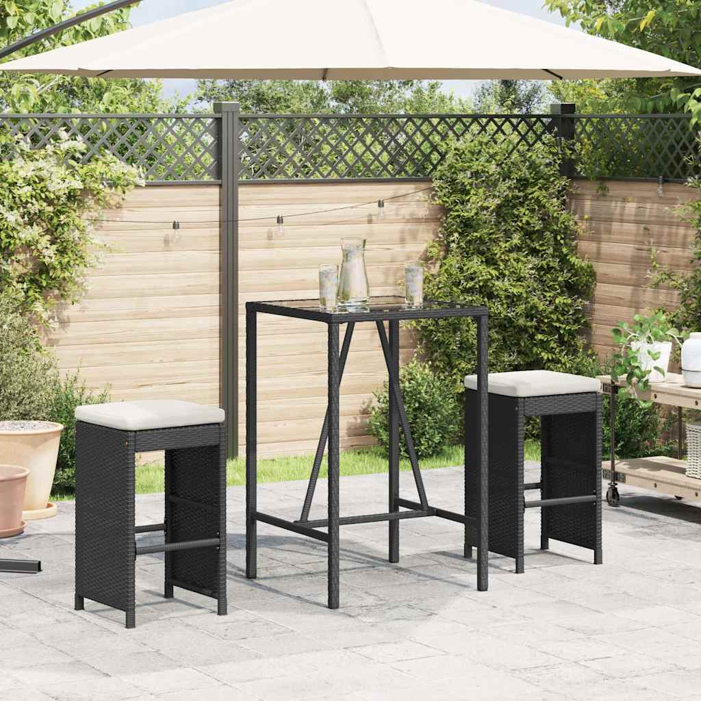 vidaXL Tuinbarkrukken 2 st met kussens poly rattan bruin