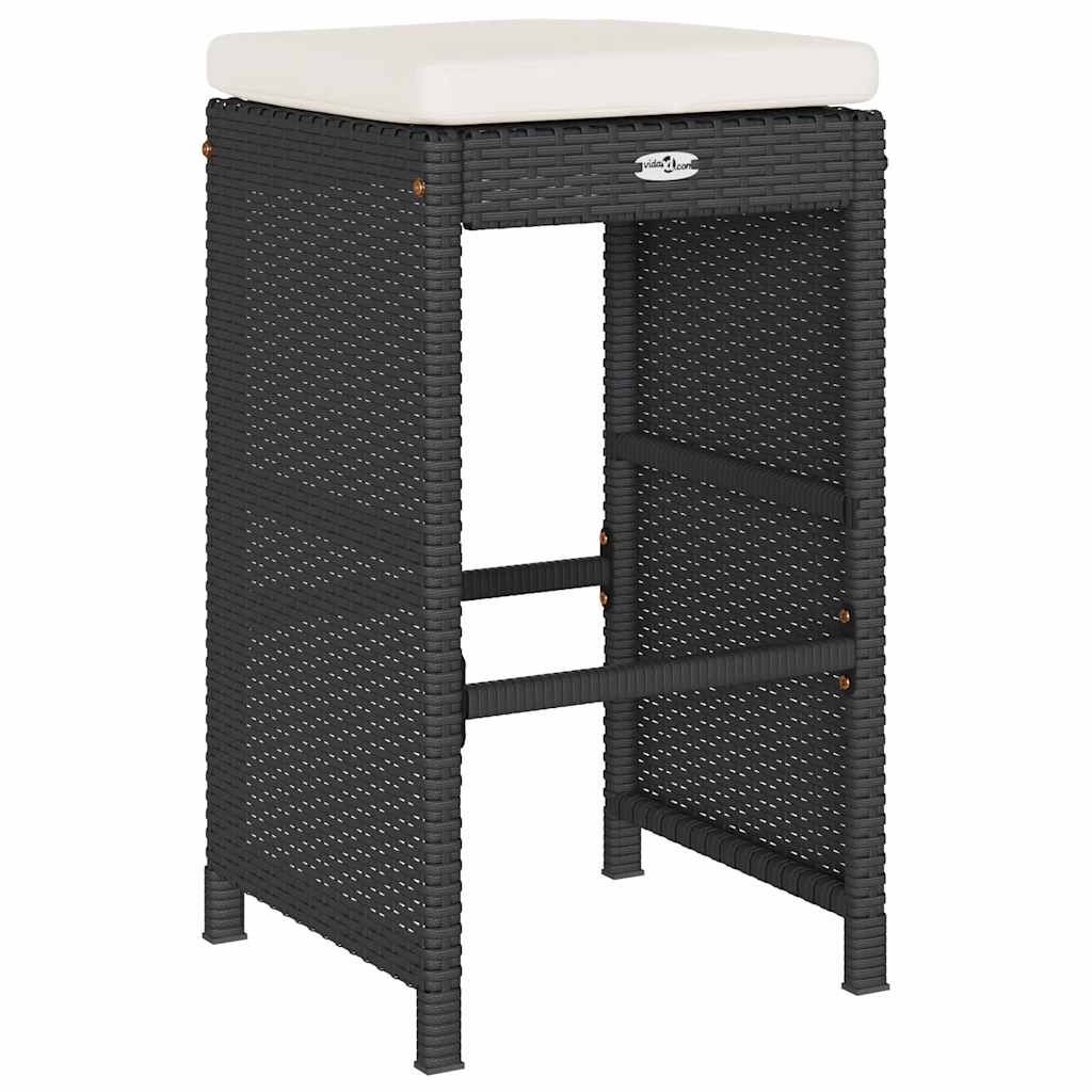 vidaXL Tuinbarkrukken 2 st met kussens poly rattan bruin