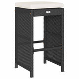 vidaXL Tuinbarkrukken 2 st met kussens poly rattan bruin