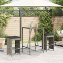 vidaXL Tuinbarkrukken 2 st met kussens poly rattan bruin