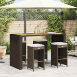 vidaXL Tuinbarkrukken 2 st met kussens poly rattan bruin