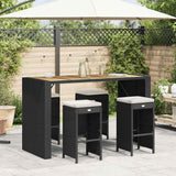 vidaXL Tuinbarkrukken 2 st met kussens poly rattan bruin