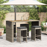 vidaXL Tuinbarkrukken 2 st met kussens poly rattan bruin