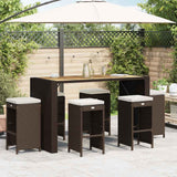 vidaXL Tuinbarkrukken 2 st met kussens poly rattan bruin