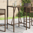 vidaXL Bartafel met glazen blad 70x70x110 cm poly rattan zwart