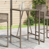 vidaXL Bartafel met glazen blad 70x70x110 cm poly rattan zwart