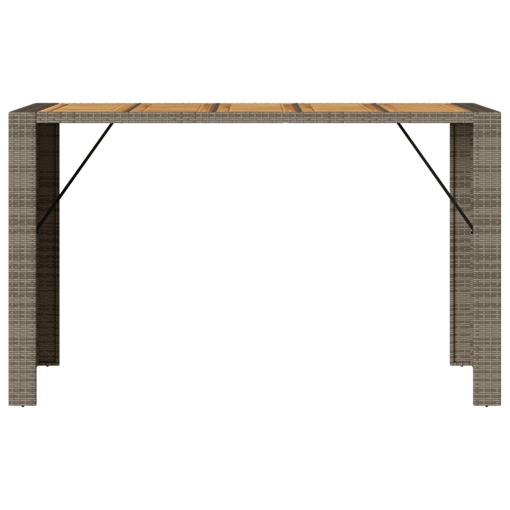 vidaXL Tuinbartafel acaciahouten blad 105x80x110 cm poly rattan zwart