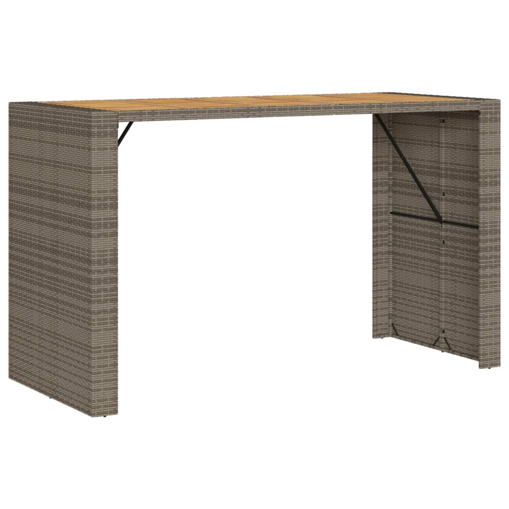vidaXL Tuinbartafel acaciahouten blad 105x80x110 cm poly rattan zwart