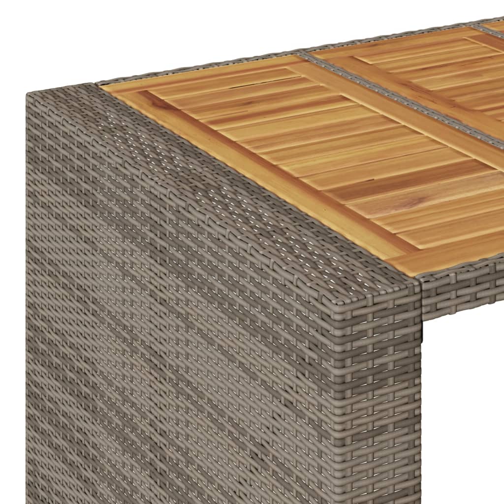 vidaXL Tuinbartafel acaciahouten blad 105x80x110 cm poly rattan zwart
