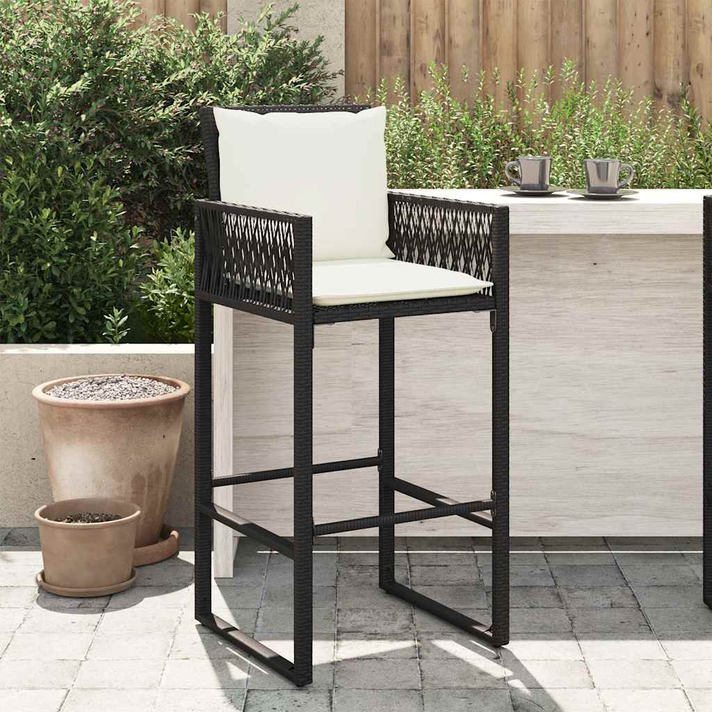 vidaXL Garden Bar Stools 2 pcs poly rattan black