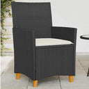 vidaXL Tuinstoelen 2 st met kussens poly rattan en massief hout zwart