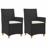 vidaXL Tuinstoelen 2 st met kussens poly rattan en massief hout zwart