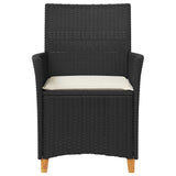 vidaXL Tuinstoelen 2 st met kussens poly rattan en massief hout zwart