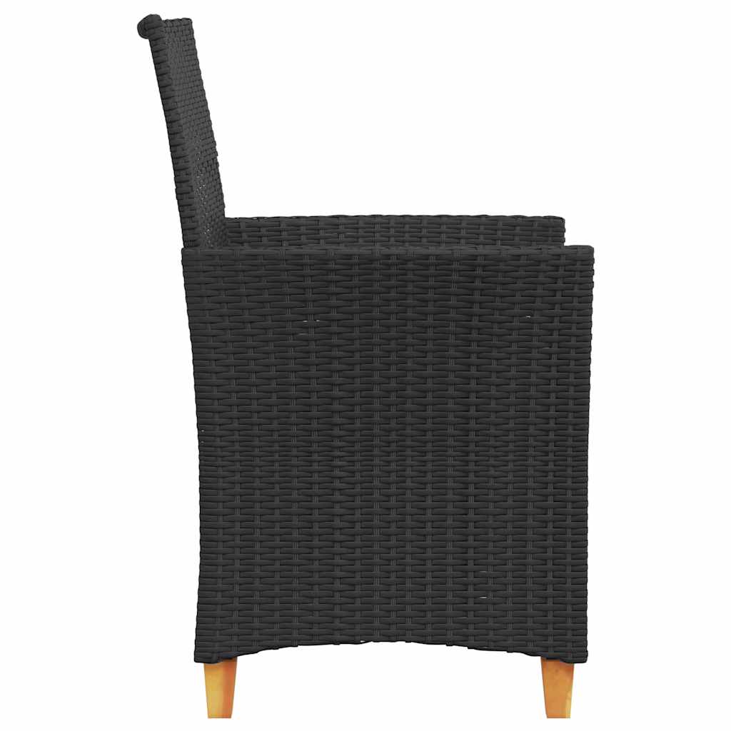 vidaXL Tuinstoelen 2 st met kussens poly rattan en massief hout zwart