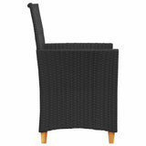 vidaXL Tuinstoelen 2 st met kussens poly rattan en massief hout zwart