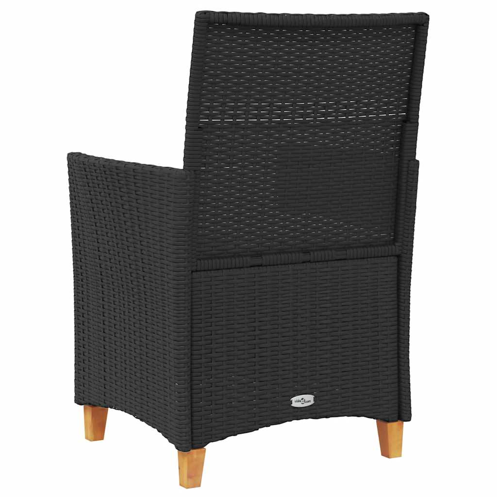 vidaXL Tuinstoelen 2 st met kussens poly rattan en massief hout zwart
