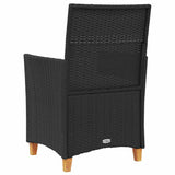 vidaXL Tuinstoelen 2 st met kussens poly rattan en massief hout zwart