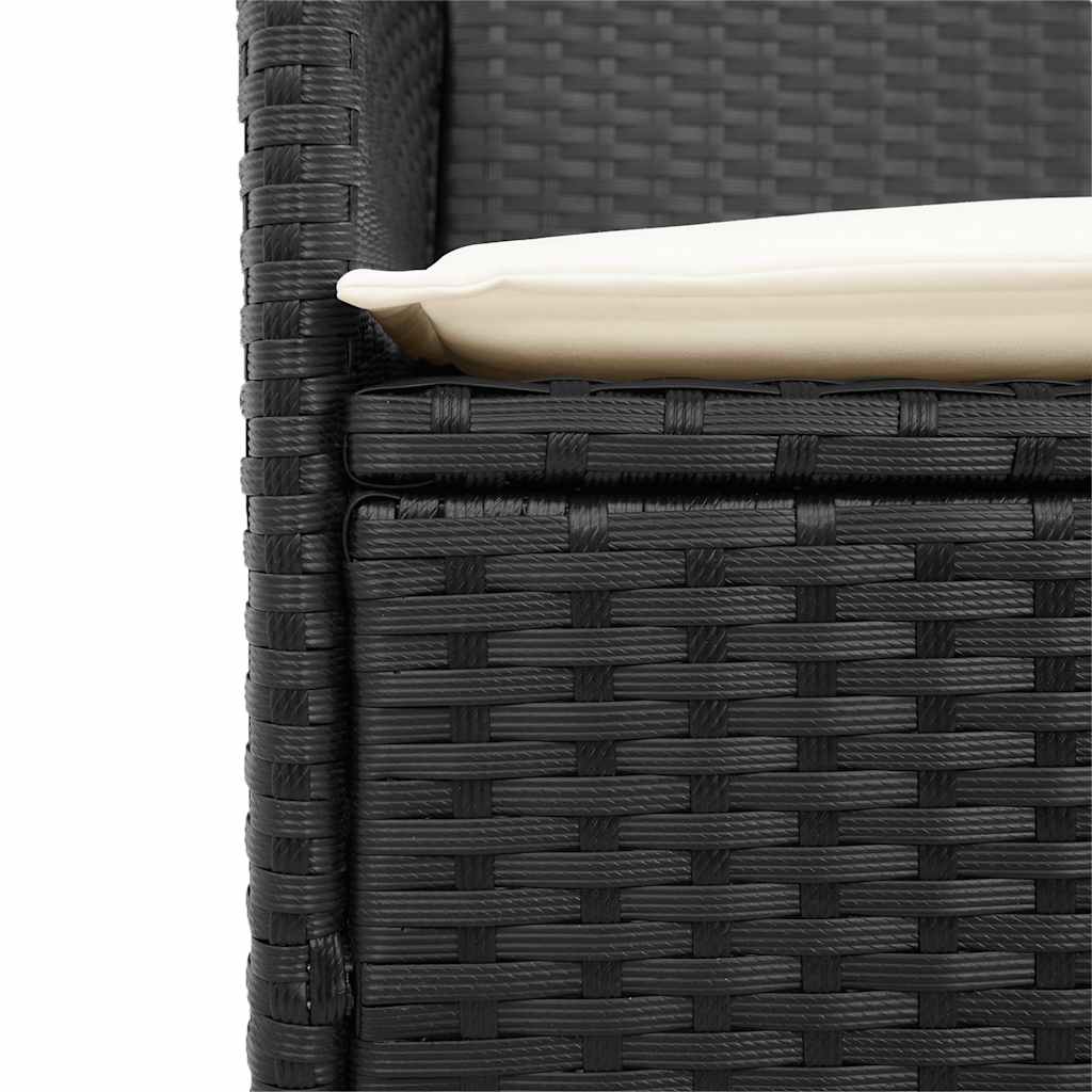 vidaXL Tuinstoelen 2 st met kussens poly rattan en massief hout zwart