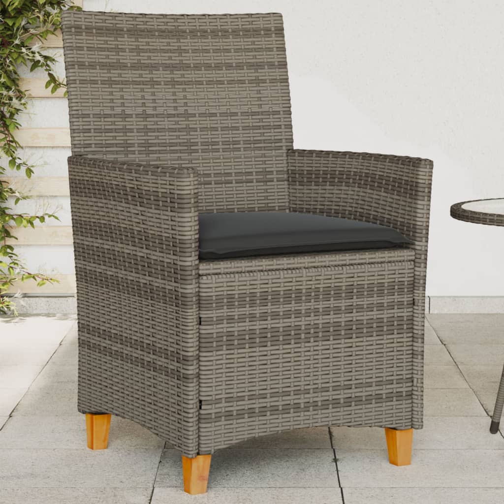 vidaXL Tuinstoelen 2 st met kussens poly rattan en massief hout zwart