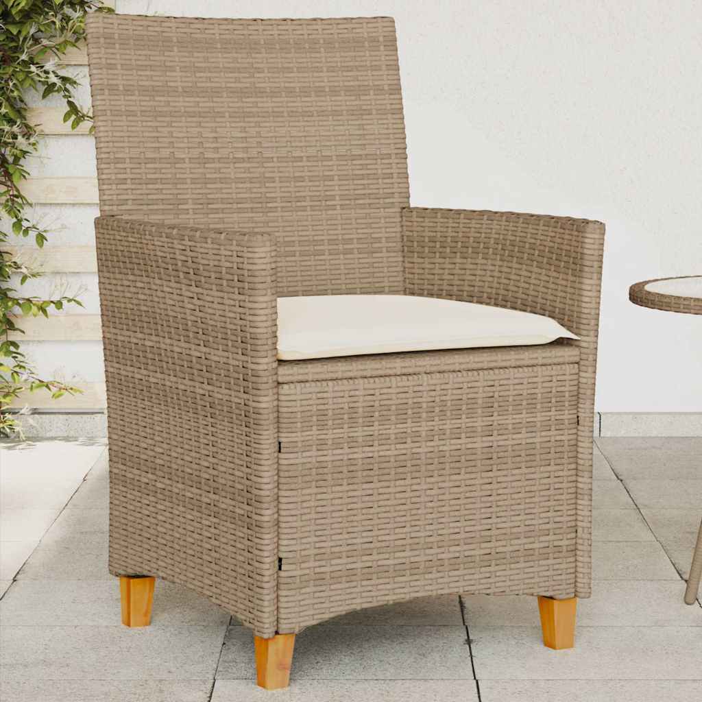 vidaXL Tuinstoelen 2 st met kussens poly rattan en massief hout zwart