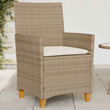 vidaXL Tuinstoelen 2 st met kussens poly rattan en massief hout zwart