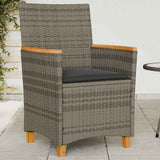 vidaXL Tuinstoelen 2 st met kussens poly rattan en massief hout zwart