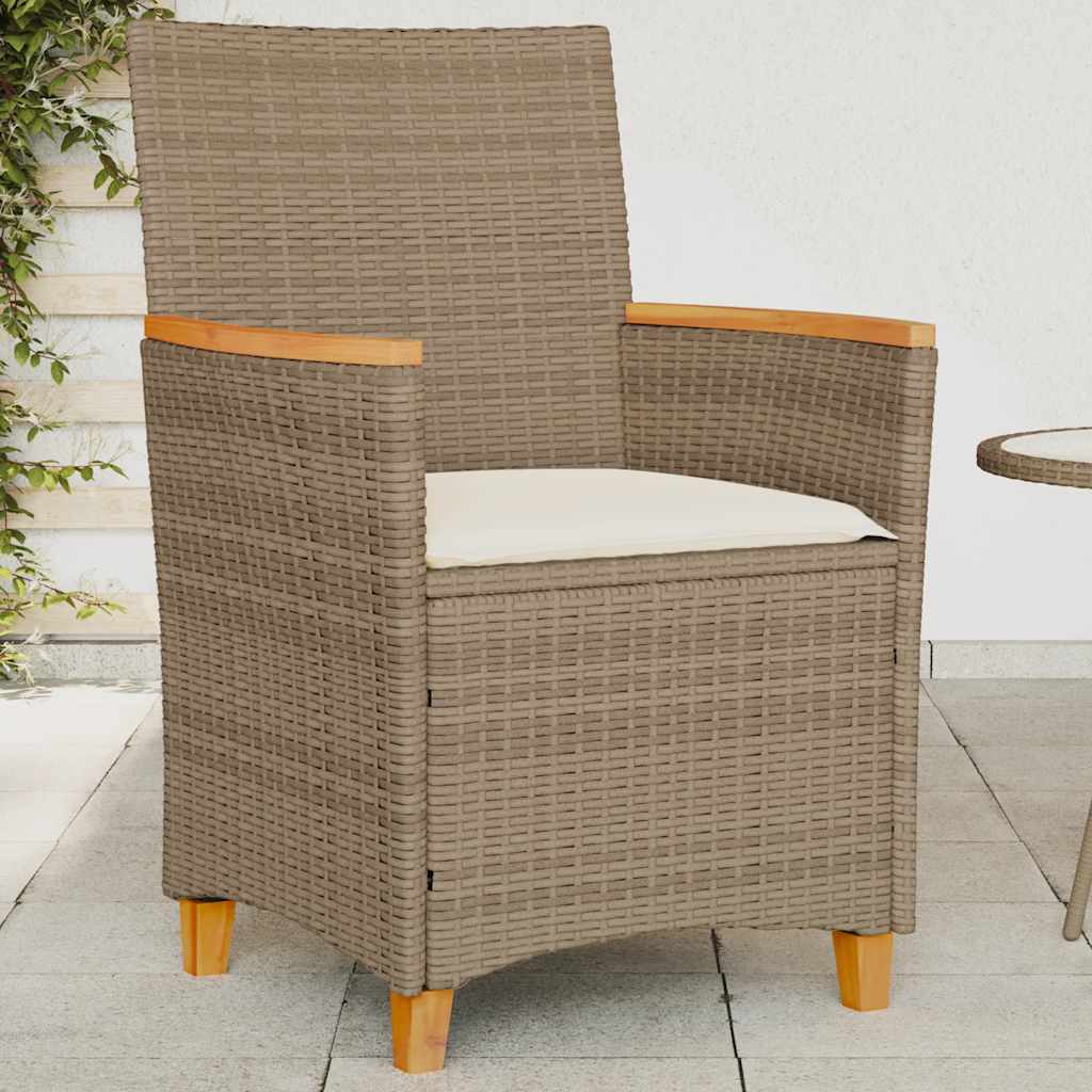 vidaXL Tuinstoelen 2 st met kussens poly rattan en massief hout zwart