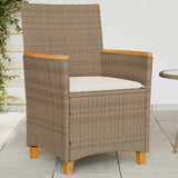 vidaXL Tuinstoelen 2 st met kussens poly rattan en massief hout zwart