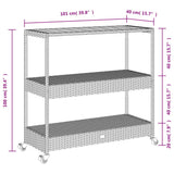 vidaXL Bartrolley 3-laags poly rattan en massief acaciahout zwart