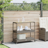 vidaXL Bartrolley 3-laags poly rattan en massief acaciahout zwart