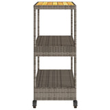 vidaXL Bartrolley 3-laags poly rattan en massief acaciahout zwart