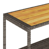 vidaXL Bartrolley 3-laags poly rattan en massief acaciahout zwart