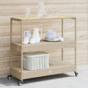 vidaXL Bartrolley 3-laags poly rattan en massief acaciahout zwart