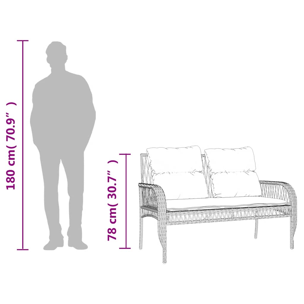 vidaXL 4-delige Loungeset met kussens poly rattan zwart