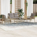 vidaXL 4-delige Loungeset met kussens poly rattan zwart