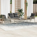 vidaXL 4-delige Loungeset met kussens poly rattan zwart